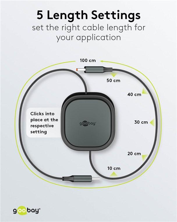 Câble haute qualité usb-c vers usb-c / 1.00 m / auto-enroulant / 480 mbps