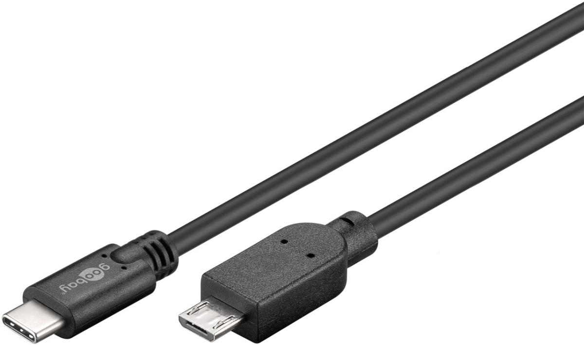 Cable usb-c male vers micro usb-b male 2.0(0.48 gbit/s) l=1m (synchronisation + charge)