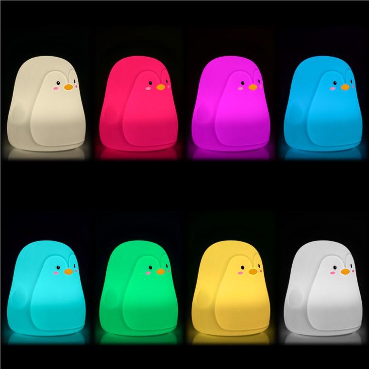 Veilleuse led pingouin rechargeable rgb