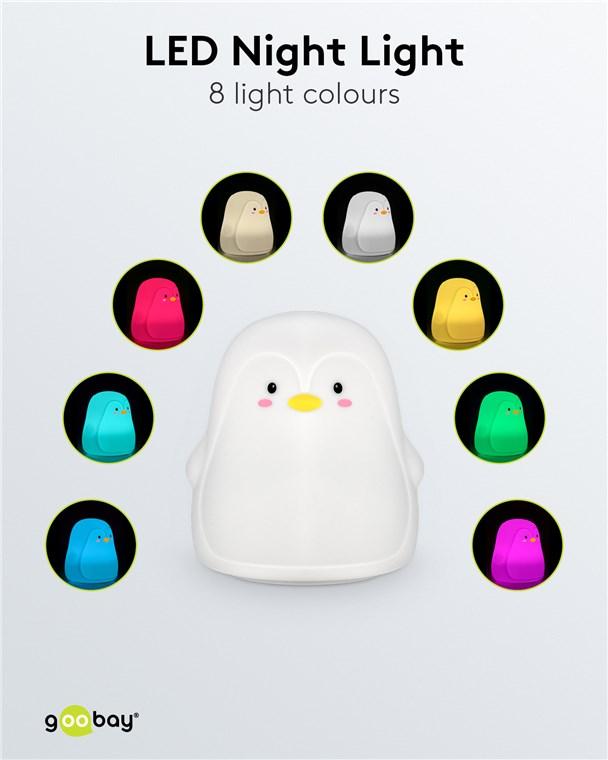 Veilleuse led pingouin rechargeable rgb