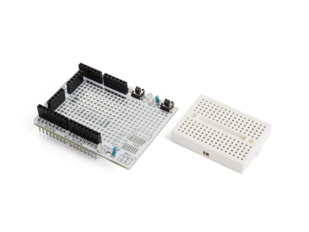 Protoshield avec mini breadboard pour arduino® uno, concevez vos propres circuits