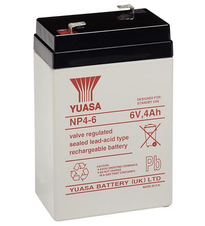 Batterie au plomb agm professionnelle 6v 4a 70x47x105.5mm  yuasa (np4-6)