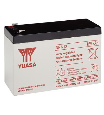 Batterie au plomb agm professionnellle 12v 7a 151x65x97.5mm yuasa (np7-12)