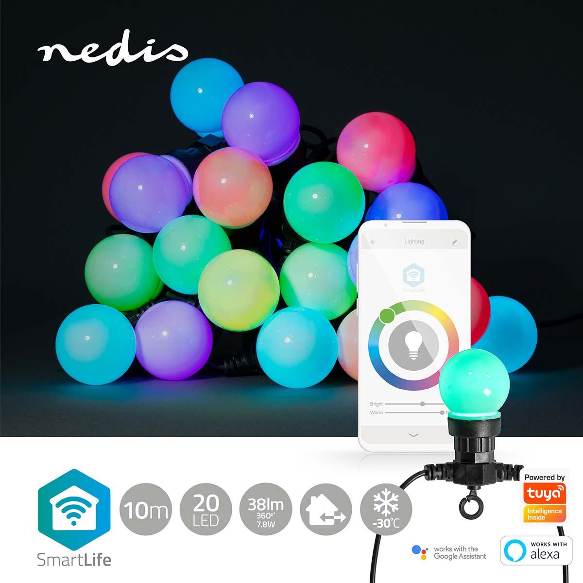 Guirlande 20 lampes à leds couleurs - wi-fi - rgb - 20 led's - 10 m - android? / ios